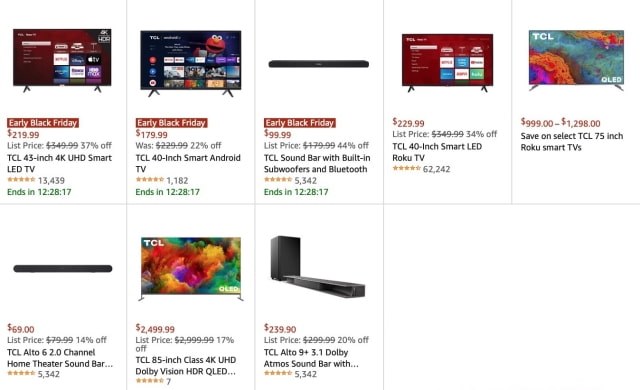 TCL Smart TVs and Sound Bars Discounted Up to 44% Off [Early Black Friday Deal]