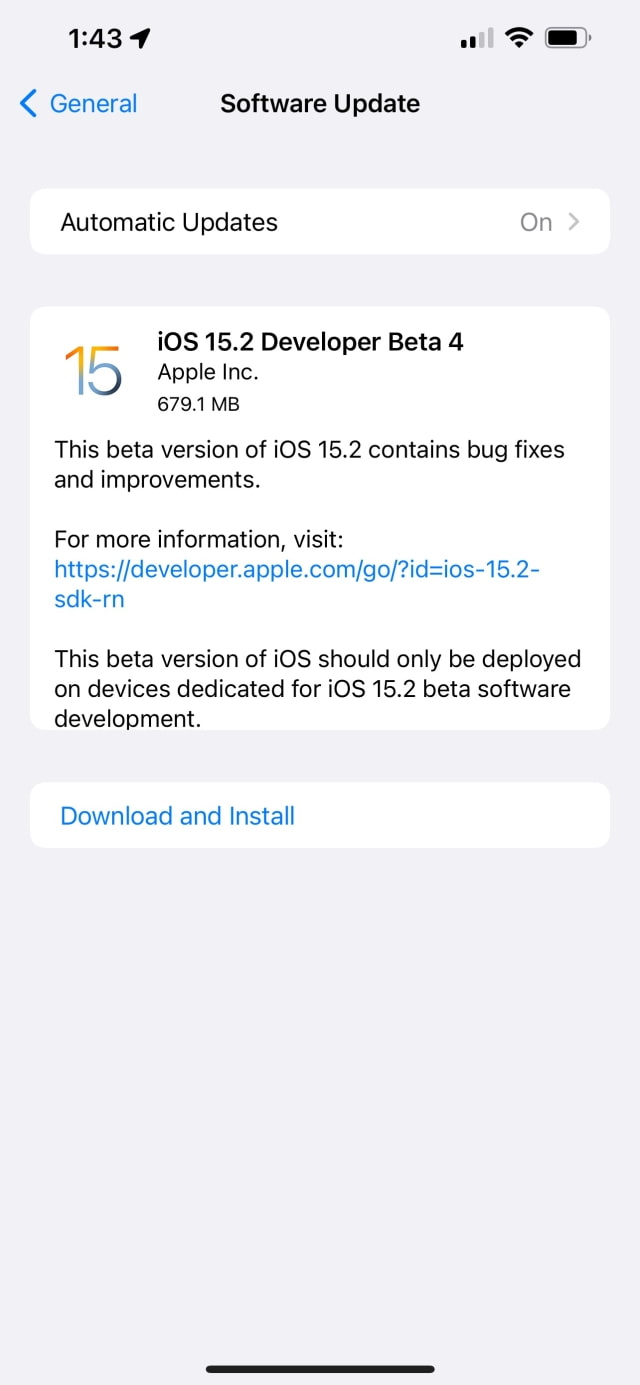 Apple Releases iOS 15.2 Beta 4 and iPadOS 15.2 Beta 4 [Download]