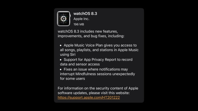 Apple Seeds watchOS 8.3 Release Candidate to Developers [Download]