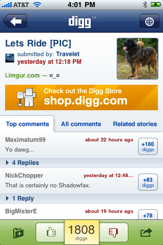 Digg iPhone App Launches Tomorrow [Screenshots]