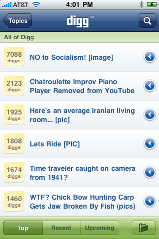 Digg iPhone App Launches Tomorrow [Screenshots]