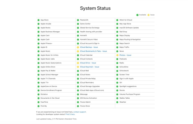 Apple Outage Affecting Multiple iCloud Services, Photos