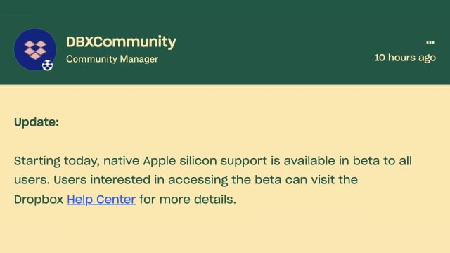 Dropbox Releases Beta With Native Support for Apple Silicon (M1)