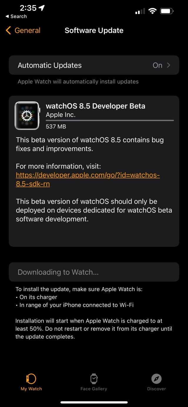Apple Seeds watchOS 8.5 Beta to Developers [Download]