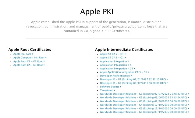 Updated Apple Intermediate Certificates Now Available for APNs and Developer ID