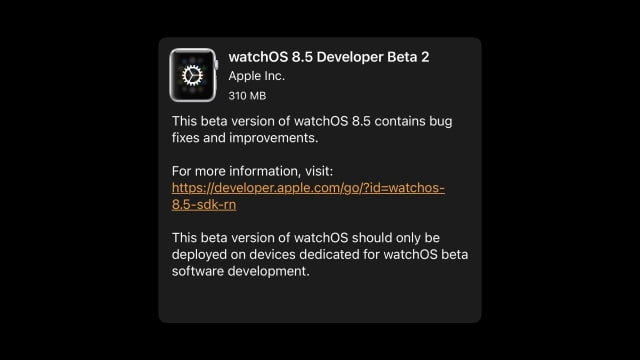Apple Seeds watchOS 8.5 Beta 2 to Developers [Download]