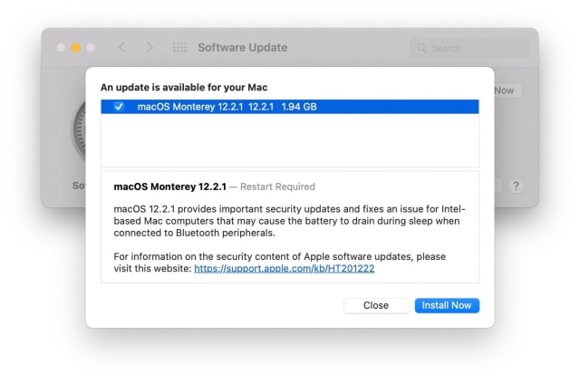 Apple Releases macOS Monterey 12.2.1 to Fix Battery Drain Issue