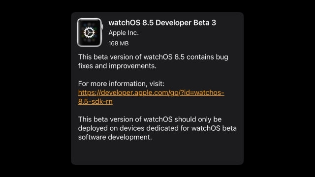 Apple Seeds watchOS 8.5 Beta 3 to Developers [Download]