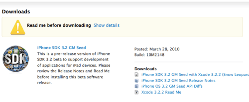 Apple Seeds iPhone OS 3.2 GM to Developers