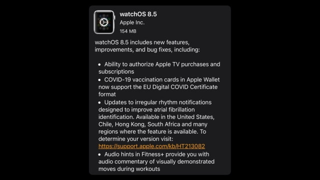 Apple Releases watchOS 8.5 for Apple Watch [Download]