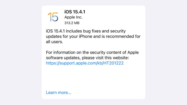 Apple Releases iOS 15.4.1 and iPadOS 15.4.1 [Download]