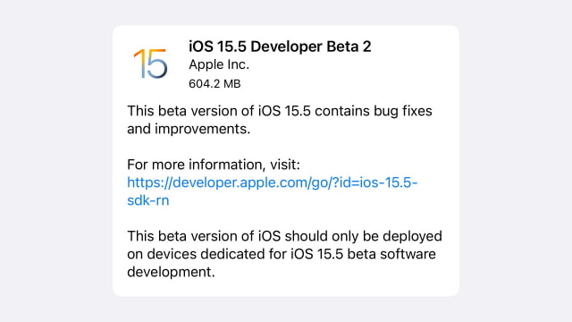 Apple Releases iOS 15.5 Beta 2 and iPadOS 15.5 Beta 2 to Developers [Download]