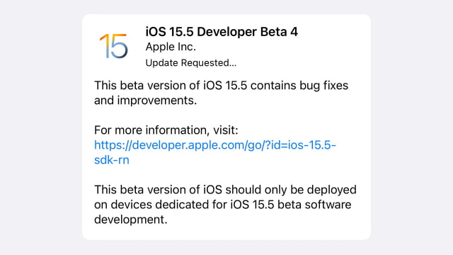 Apple Releases iOS 15.5 Beta 4 and iPadOS 15.5 Beta 4 [Download]