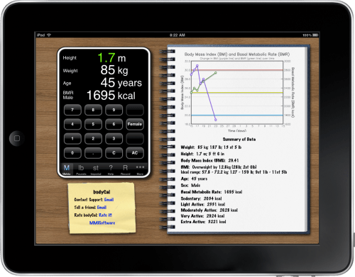 Health, Fitness Calculator, and Tracker for iPad