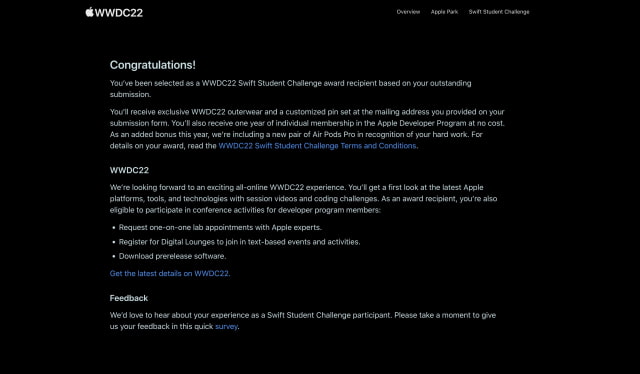 Apple Begins Notifying WWDC22 Swift Student Challenge Winners