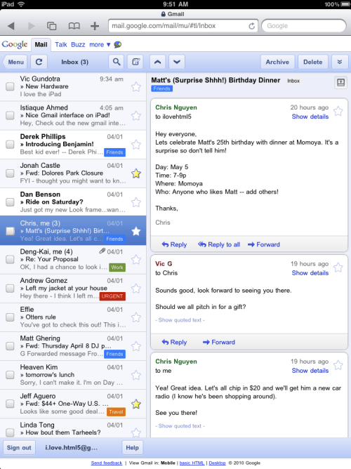 Google Optimizes Gmail, YouTube, Google Maps, Google Mobile for iPad