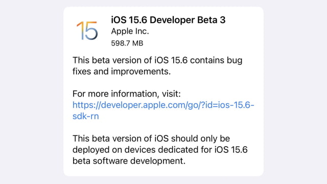 Apple Releases iOS 15.6 Beta 3 and iPadOS 15.6 Beta [Download]
