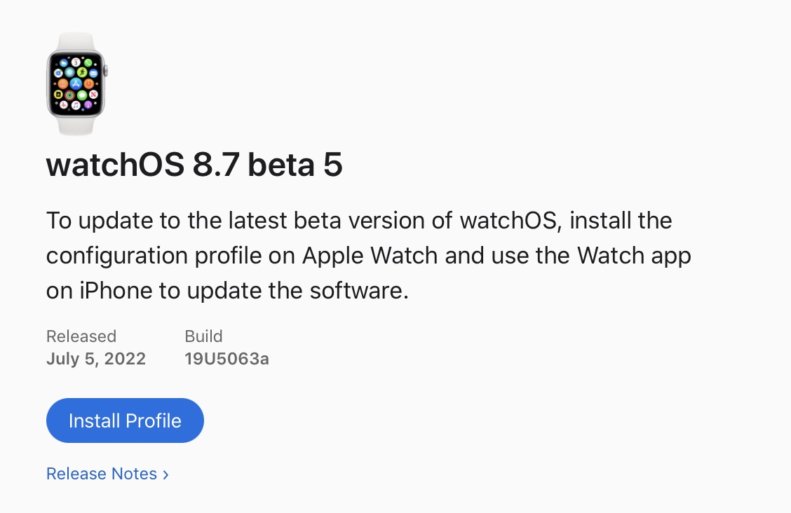 Apple Seeds watchOS 8.7 Beta 5 to Developers [Download]