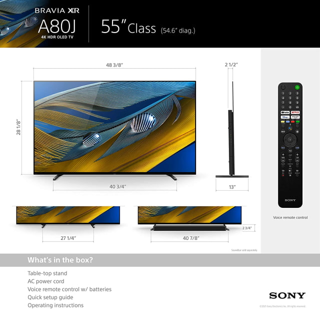 Sony A80J 55-Inch BRAVIA XR OLED 4K Smart TV On Sale for 23% Off [Deal]