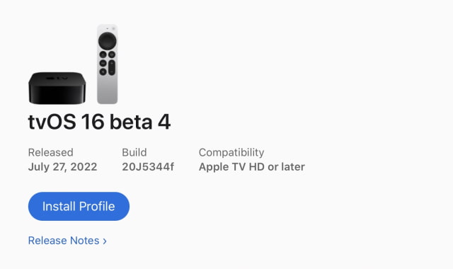 Apple Seeds tvOS 16 Beta 4 to Developers [Download]