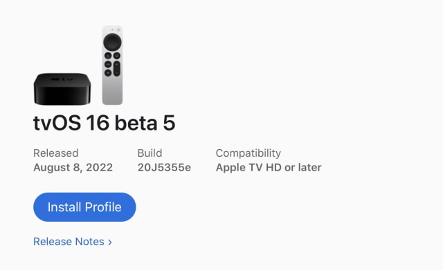 Apple Seeds tvOS 16 Beta 5 to Developers [Download]