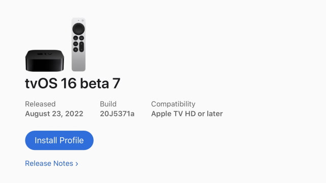 Apple Seeds tvOS 16 Beta 7 to Developers [Download]