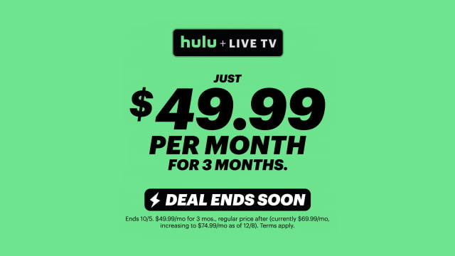 Hulu + Live TV On Sale for $20 Off for 3 Months [Deal]