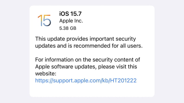 Apple Releases iOS 15.7 RC to Developers [Download]