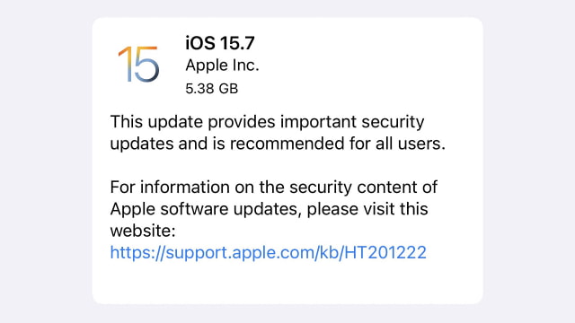 Apple Releases iOS 15.7 and iPadOS 15.7 [Download]