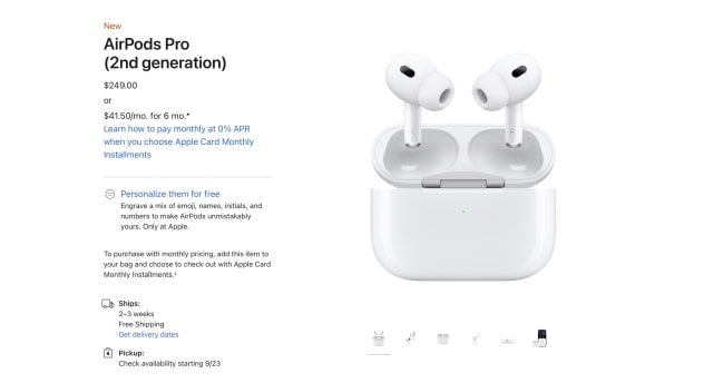 AirPods Pro 2 Shipping Estimate Slips to 2 - 3 Weeks