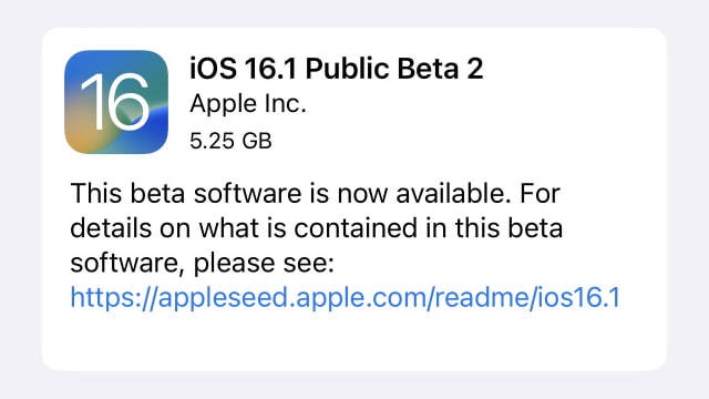 Apple Releases iOS 16.1 Public Beta 2 [Download]