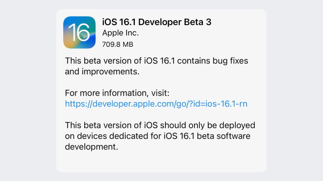 Apple Releases iOS 16.1 Beta 3 and iPadOS 16.1 Beta 4 [Download]