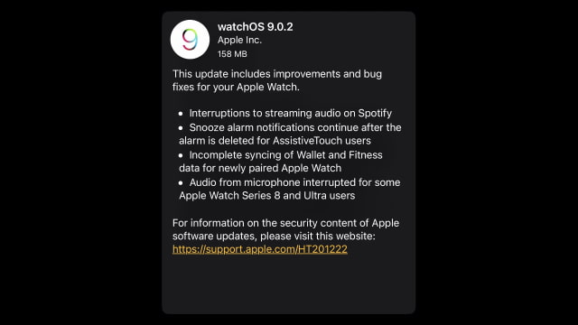 Apple Releases watchOS 9.0.2 for Apple Watch [Download]