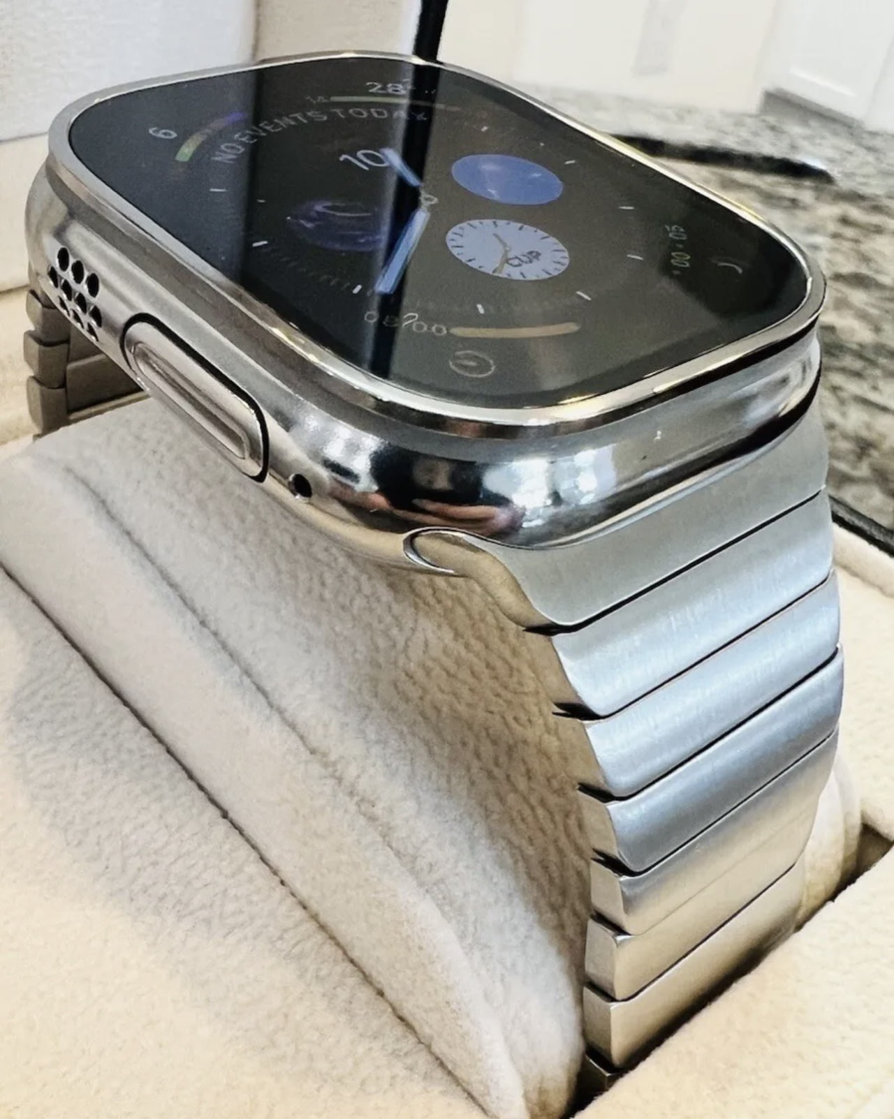 Apple Watch Ultra 49mm Titanium Polished to Stainless Steel Look with Custom
