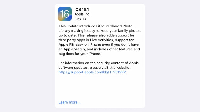 Apple Releases iOS 16.1 for iPhone With iCloud Shared Photo Library, More [Download]