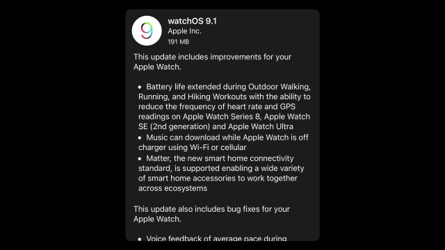 Apple Releases watchOS 9.1 for Apple Watch [Download]