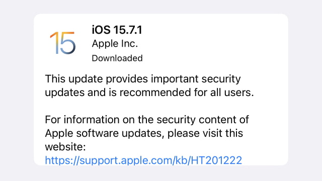 Apple Releases iOS 15.7.1 and iPadOS 15.7.1 [Download]
