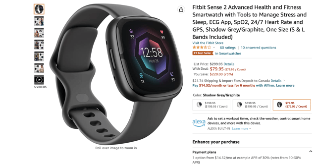 Fitbit Sense 2 Smartwatch On Sale for 73% Off Today! [Deal]