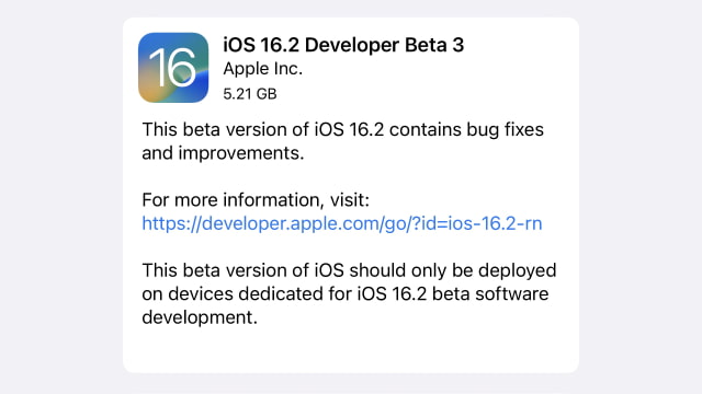 Apple Releases iOS 16.2 Beta 3 and iPadOS 16.2 Beta 3 [Download]