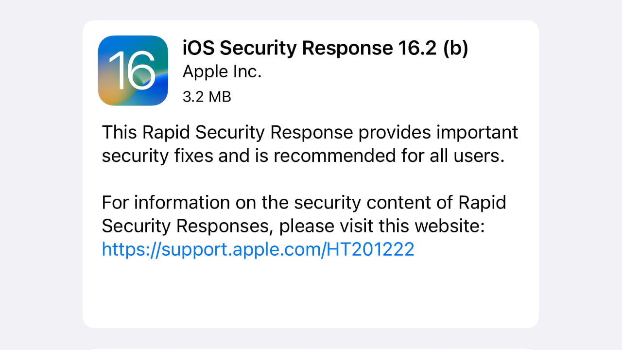 Apple Releases Second 'Rapid Security Response' for iOS 16.2 Beta ...
