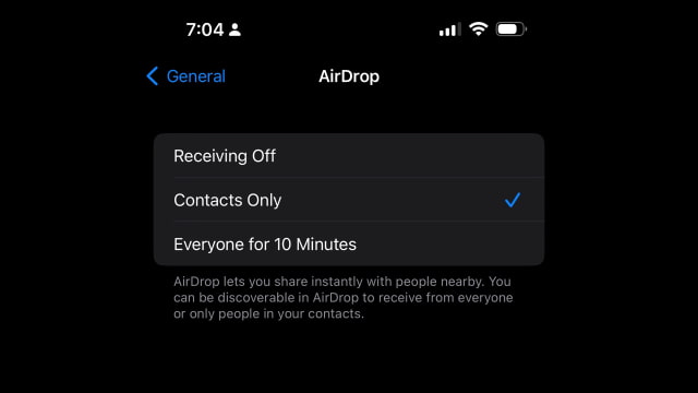 iOS 16.2 RC Limits AirDrop &#039;Everyone&#039; Option to 10 Minutes