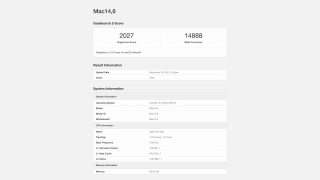 New &#039;M2 Max&#039; Benchmark Leaks