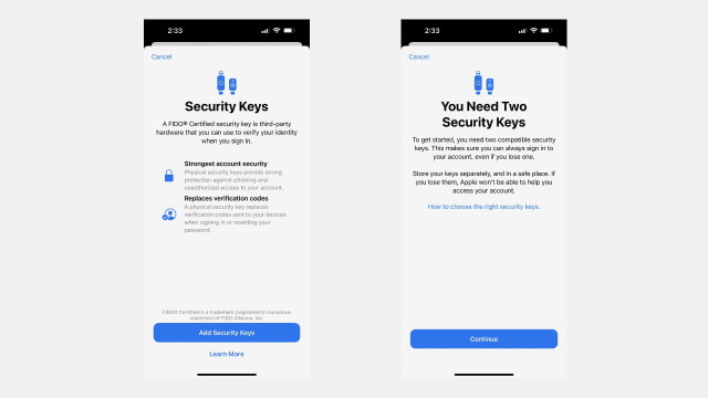 iOS 16.3 Beta and macOS 13.2 Beta Introduce Hardware Security Key Support for Apple ID