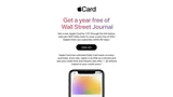 Apple Offers Free Year of WSJ Digital With Apple Card Signup