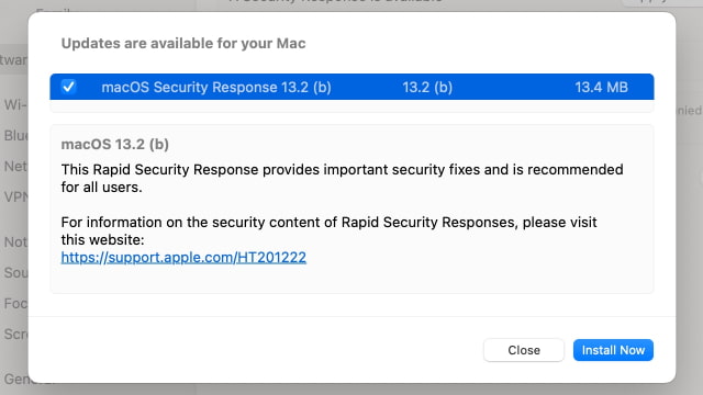 Apple Releases Second &#039;Rapid Security Response&#039; for macOS 13.2 Beta