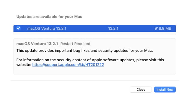 Apple Releases macOS Ventura 13.2.1 [Download]