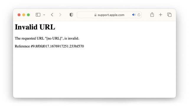 Apple Support Site Goes Down With &#039;Invalid URL&#039; Error