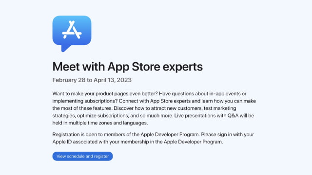Apple Announces &#039;Meet with App Store Experts&#039; Online Event: February 28 - April 13, 2023