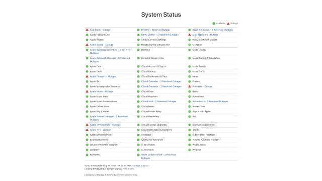 Many Apple Services Are Down Right Now
