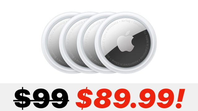 Apple AirTag Tracker 4-Pack On Sale for $89.99 [Deal]